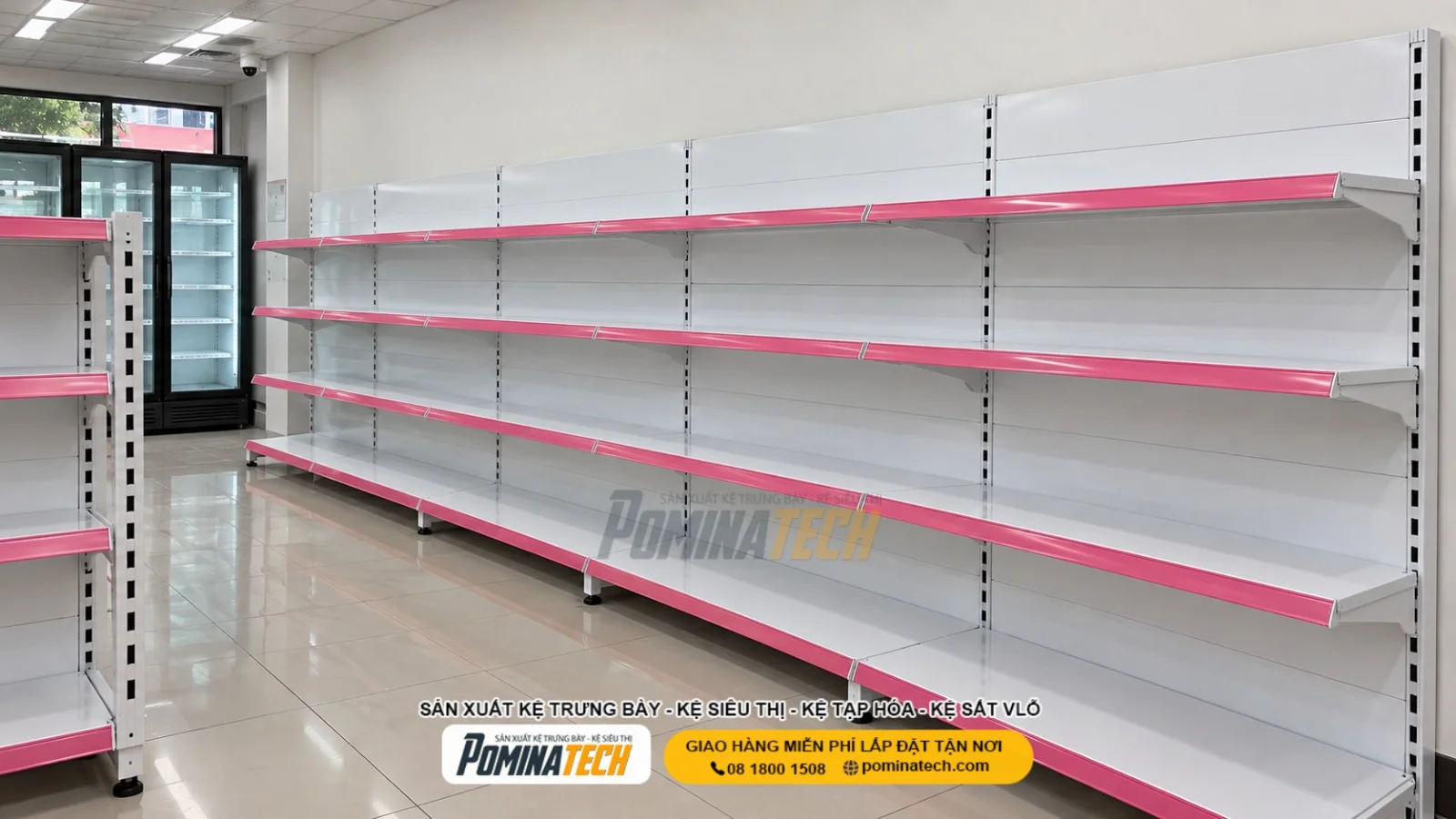 Kệ Siêu Thị Kệ Đơn Lưng Tôn Liền 4 Tầng - Giá Xưởng Toàn Quốc