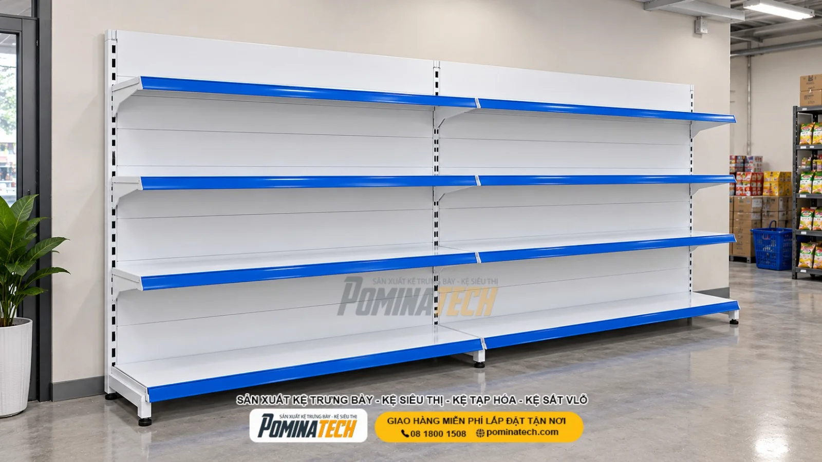 Kệ Siêu Thị Kệ Đơn Lưng Tôn Liền 4 Tầng - Giải Pháp Cho Cửa Hàng