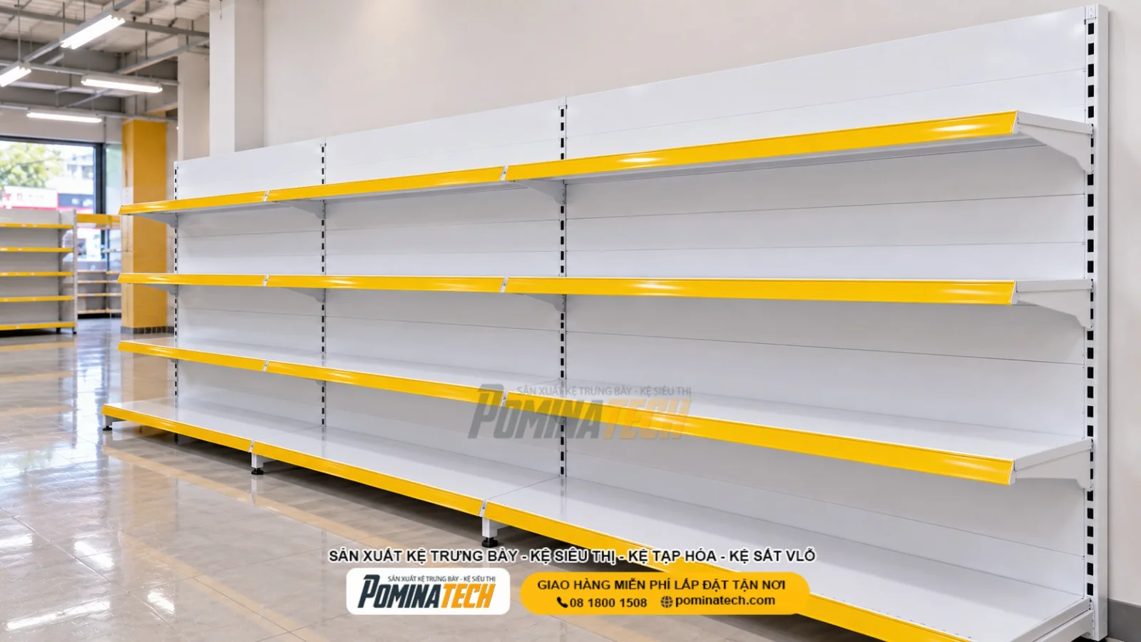 Kệ Siêu Thị Kệ Đơn Lưng Tôn Liền 4 Tầng - Kệ Siêu Thị Giá Rẻ