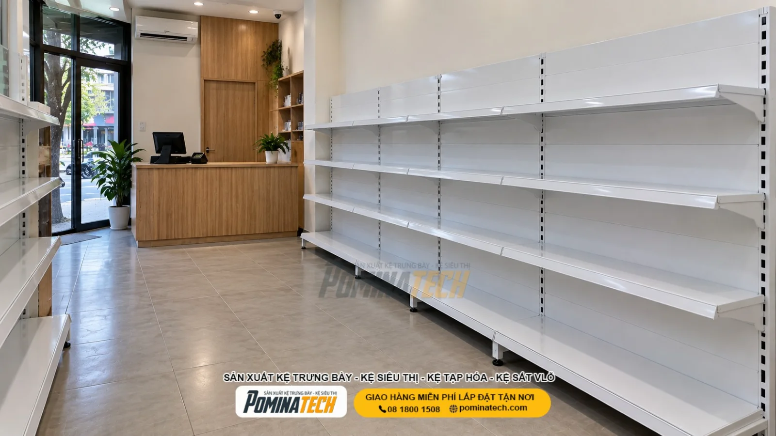 Kệ Siêu Thị Kệ Đơn Lưng Tôn Liền 4 Tầng - Kệ Trưng Bày Chất Lượng