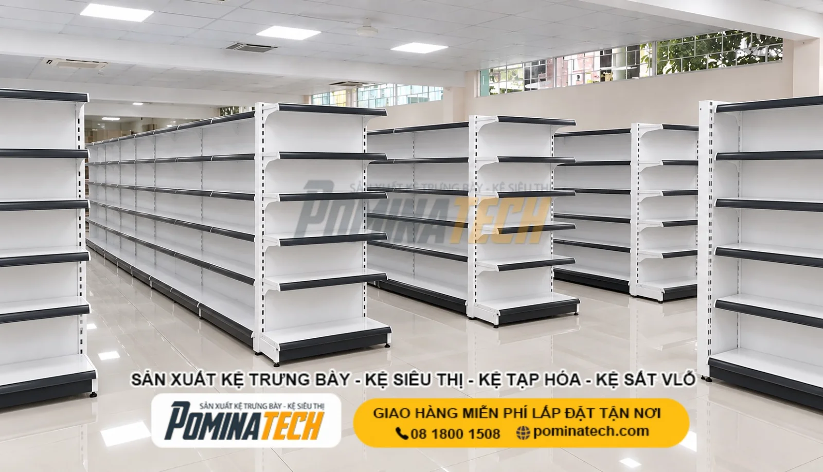 Kệ Siêu Thị Kệ Đơn Lưng Tôn Liền 6 Tầng – Bền Đẹp, Chịu Tải Cao