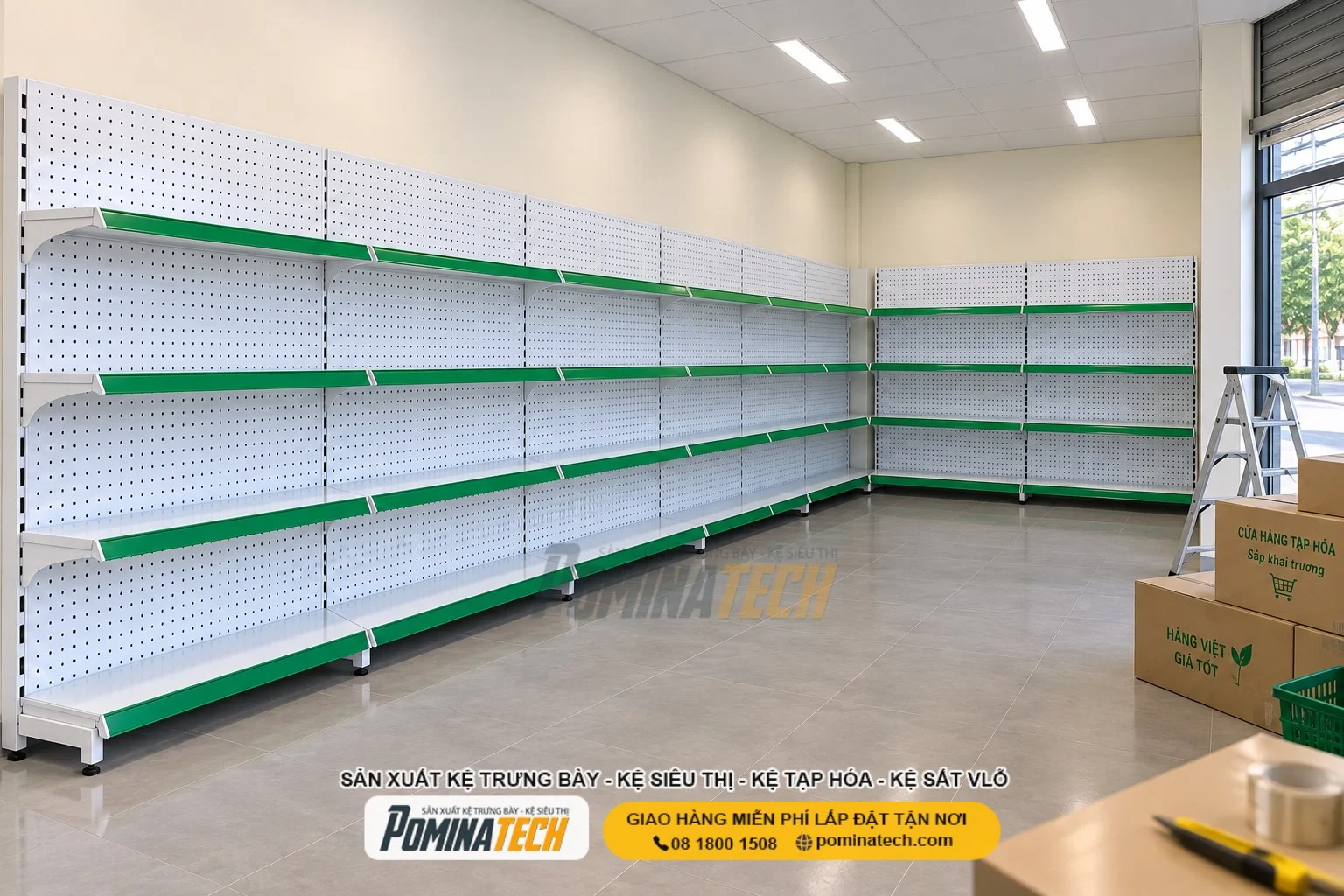 Kệ Siêu Thị Kệ Đơn Lưng Tôn Lỗ 4 Tầng – Chắc Chắn, Bền Đẹp