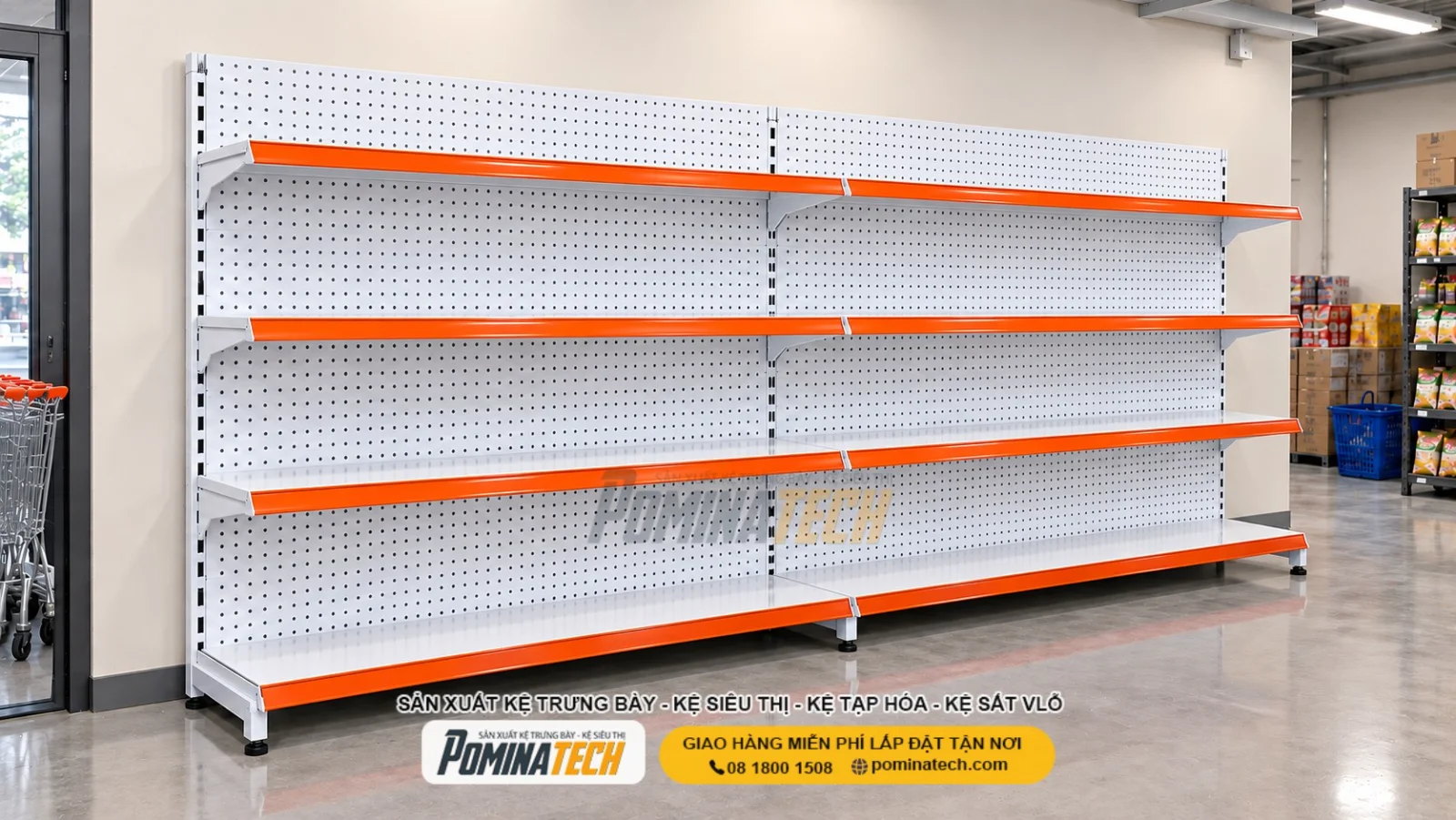 Kệ Siêu Thị Kệ Đơn Lưng Tôn Lỗ 4 Tầng – Giá Xưởng, Chất Lượng Cao