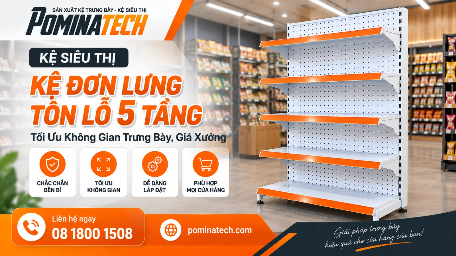 Kệ Siêu Thị Kệ Đơn Lưng Tôn Lỗ 5 Tầng – Phù Hợp Mọi Mô Hình Cửa Hàng