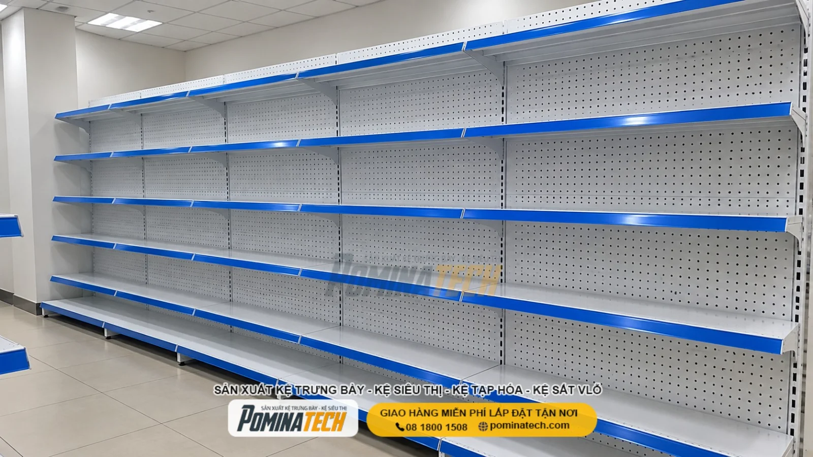 Kệ Siêu Thị Kệ Đơn Lưng Tôn Lỗ 6 Tầng – Đa Dạng Kích Thước, Dễ Dàng Mở Rộng