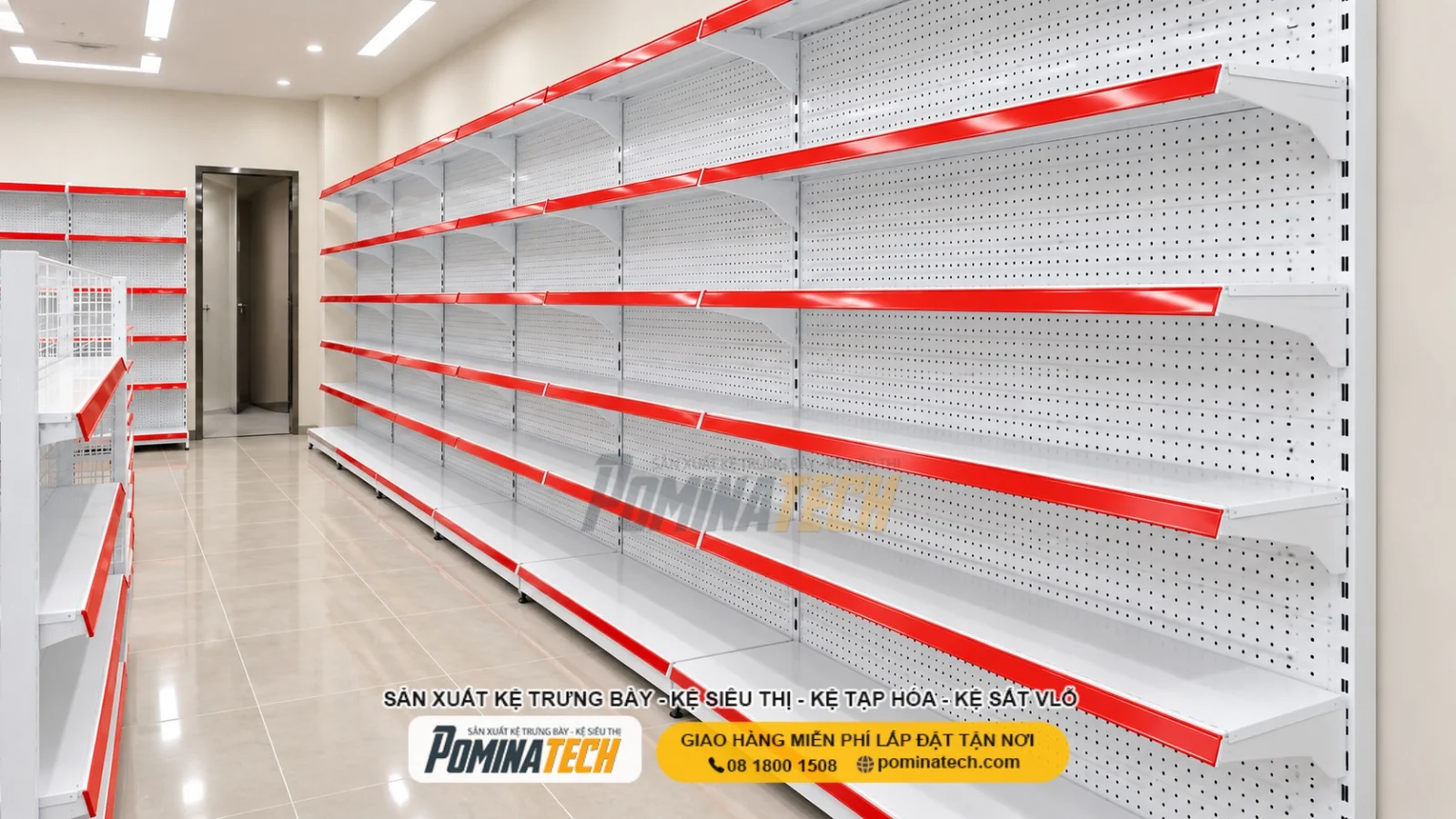Kệ Siêu Thị Kệ Đơn Lưng Tôn Lỗ 6 Tầng – Sơn Tĩnh Điện Bền Đẹp, Chống Gỉ
