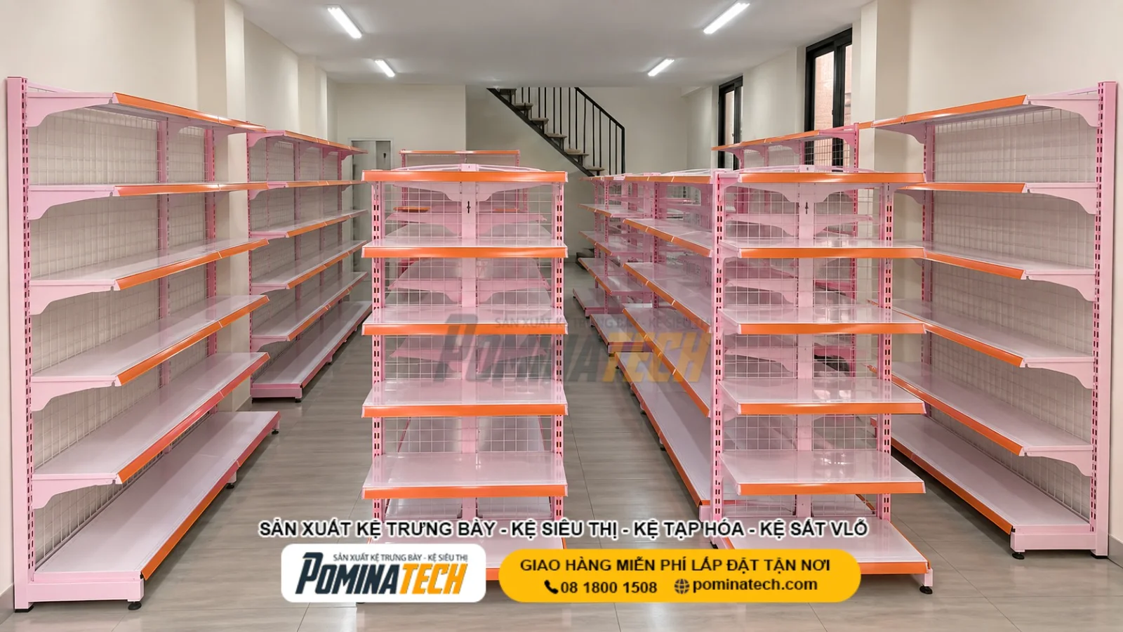 Kệ Siêu Thị Lưng Lưới 6 Tầng - Đa Dạng Màu Sắc