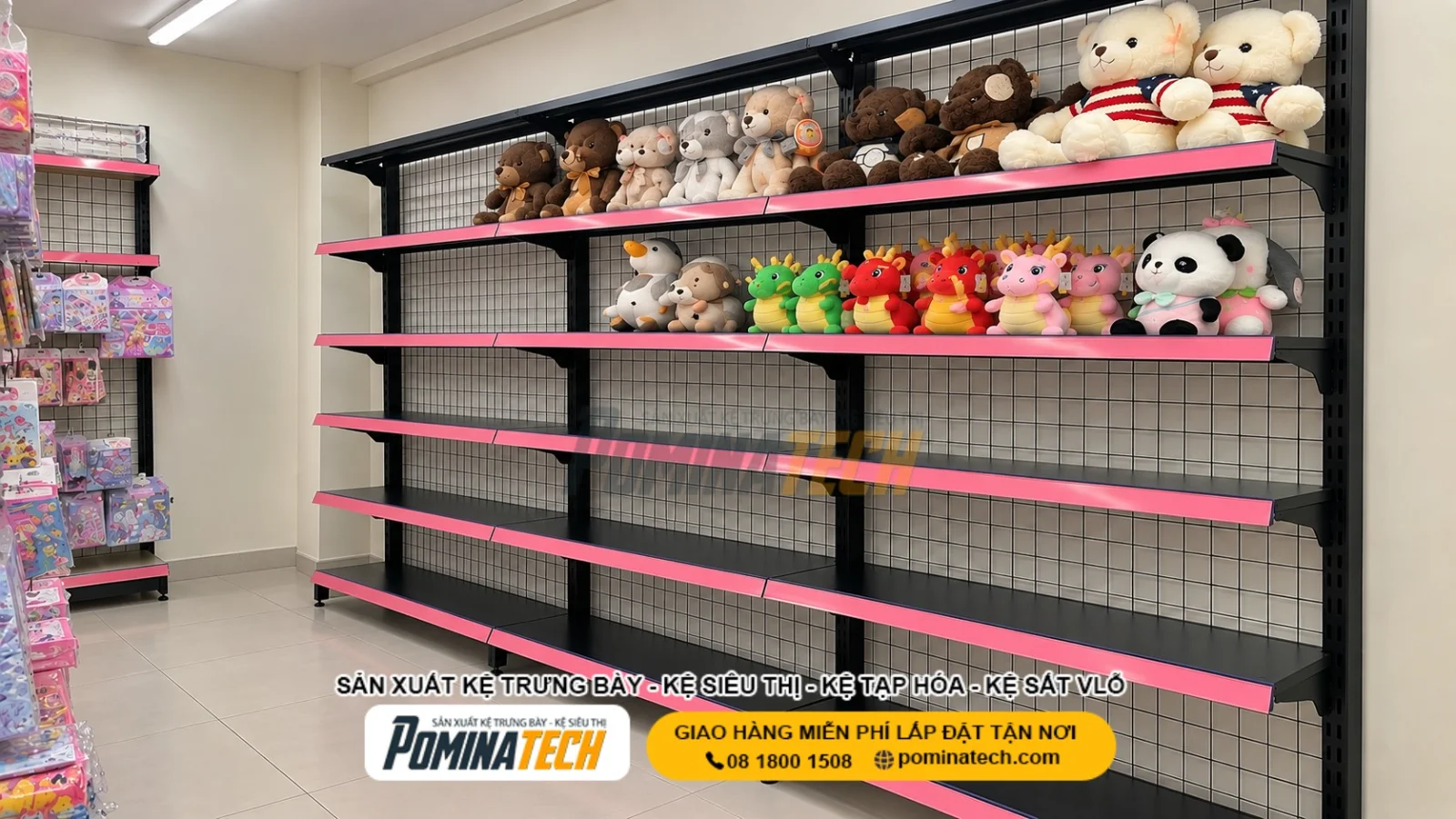 Kệ Siêu Thị Lưng Lưới 6 Tầng chính hãng POMINATECH, sản xuất trực tiếp, giá cạnh tranh và giao hàng toàn quốc
