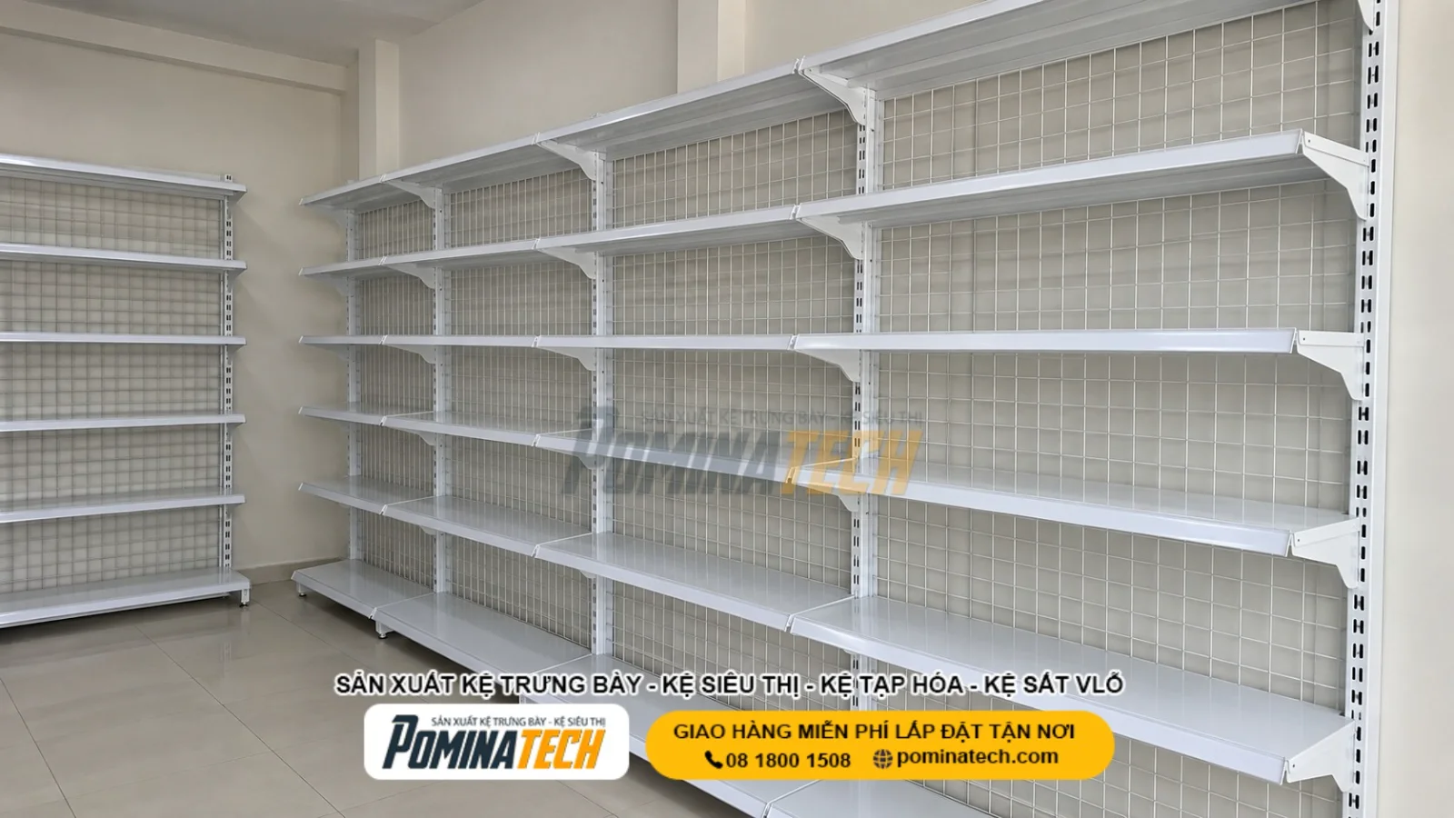 Kệ Siêu Thị Lưng Lưới 6 Tầng - Chịu Tải Cao, Dễ Lắp Ráp