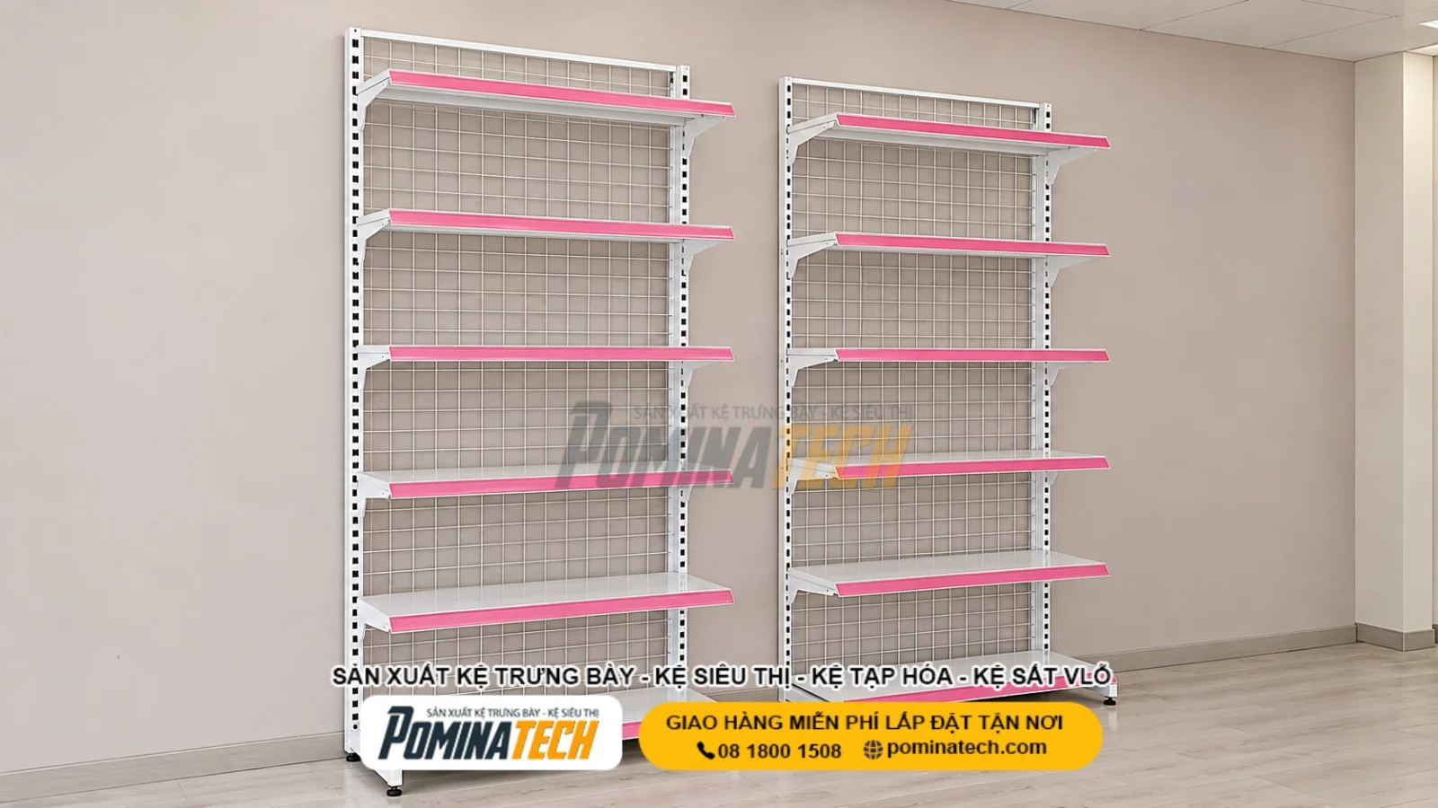 Kệ Siêu Thị Lưng Lưới 6 Tầng thiết kế hiện đại, tối ưu không gian trưng bày hàng hóa cho nhiều mô hình kinh doanh