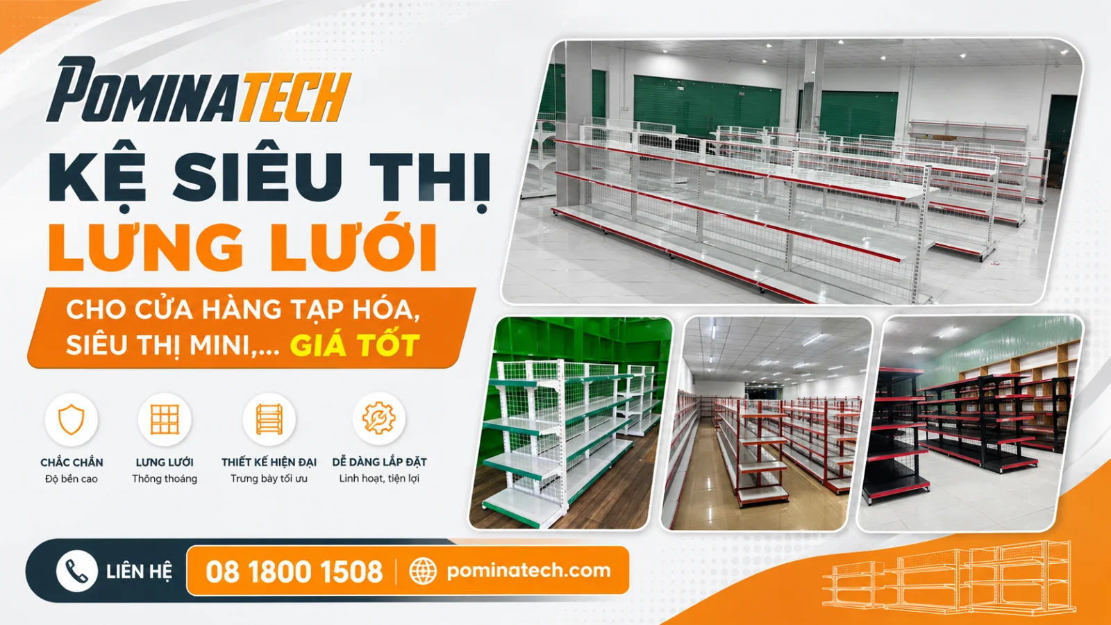 Kệ siêu thị lưng lưới cho cửa hàng tạp hóa giá tốt