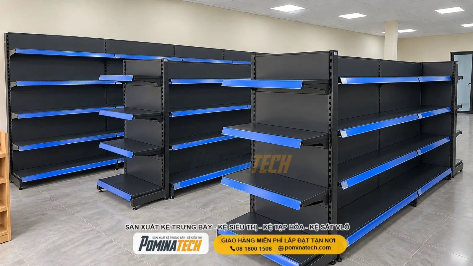Kệ Siêu Thị Lưng Tôn Liền 4 Tầng – Giá Tốt, Chắc Chắn