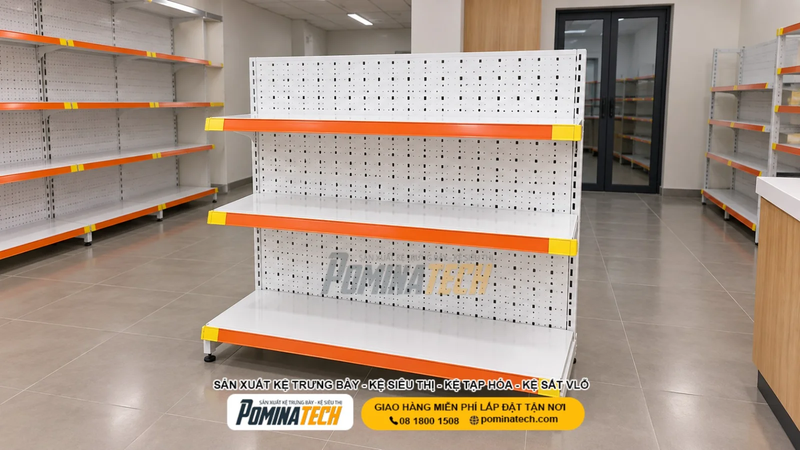 Kệ Siêu Thị Lưng Tôn Lỗ 3 Tầng - Bền Đẹp, Tiện Dụng Cho Cửa Hàng