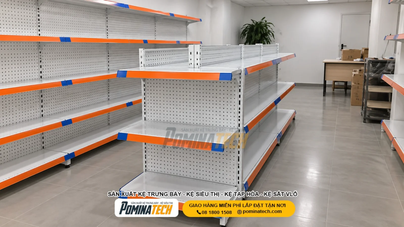 Kệ Siêu Thị Lưng Tôn Lỗ 3 Tầng - Bền Đẹp, Tiện Dụng Cho Cửa Hàng