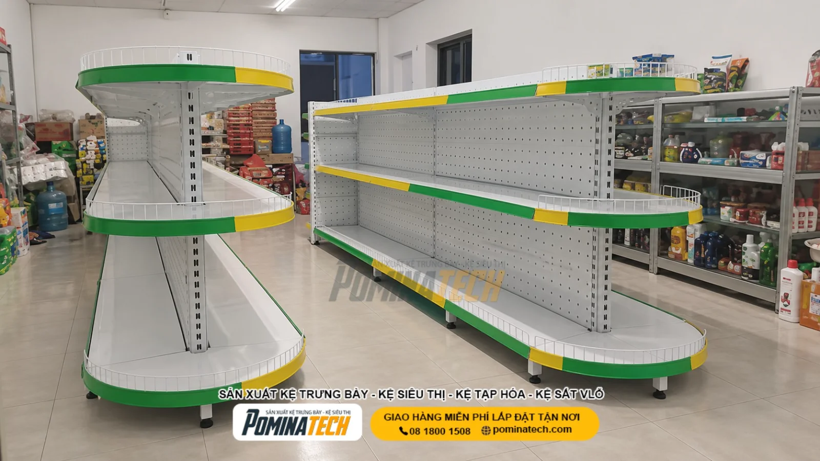 Kệ Siêu Thị Lưng Tôn Lỗ 3 Tầng - Bền Đẹp, Tiện Dụng Cho Cửa Hàng