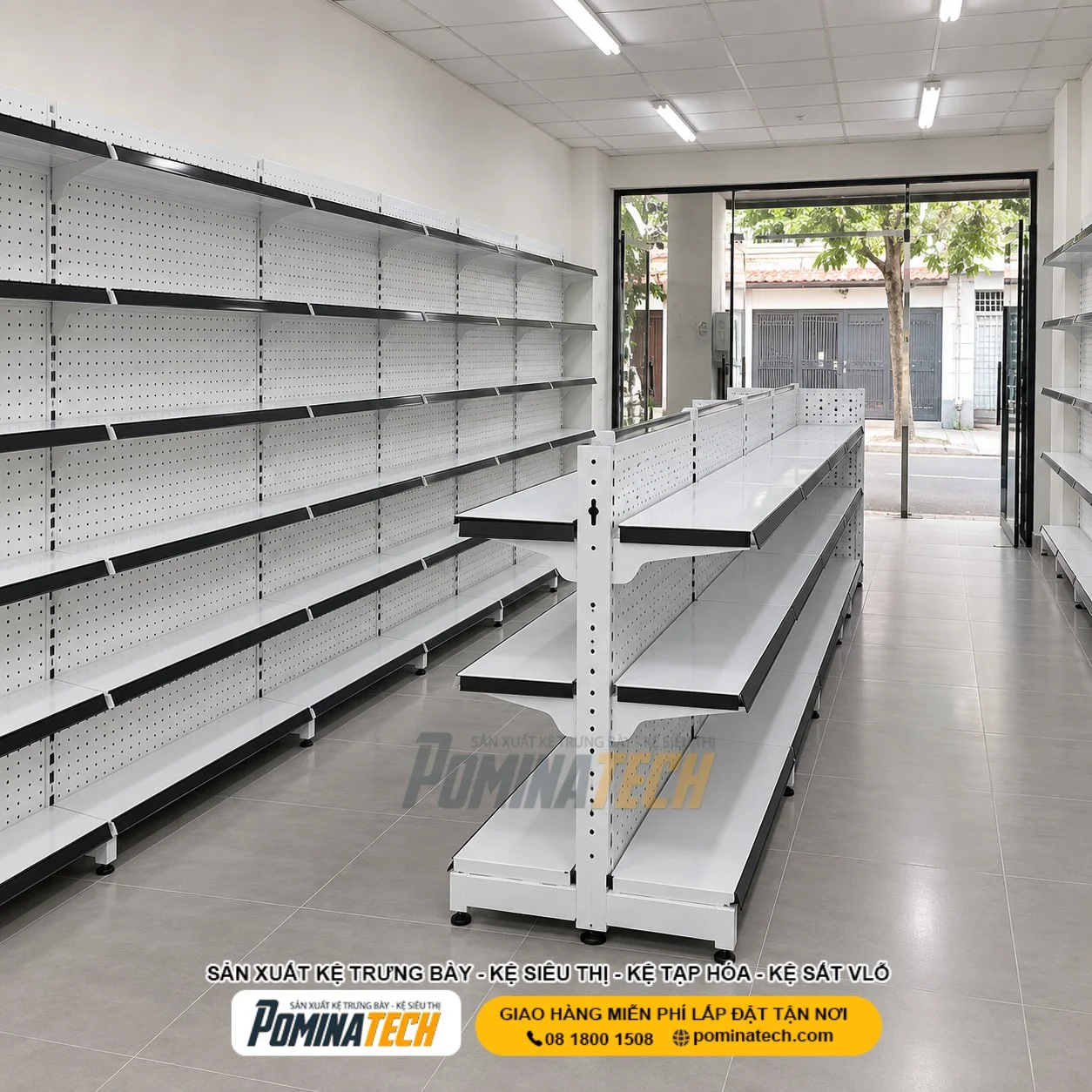Kệ Siêu Thị Lưng Tôn Lỗ 3 Tầng - Tối Ưu Không Gian Trưng Bày