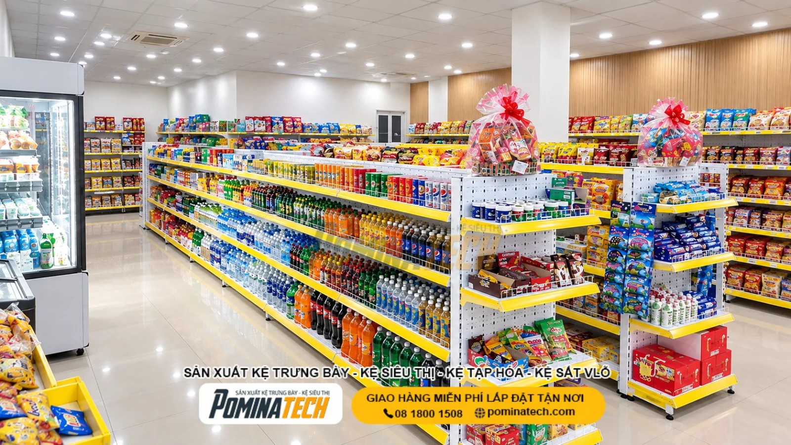Kệ Siêu Thị Lưng Tôn Lỗ 4 Tầng Giá Rẻ Tại POMINATECH