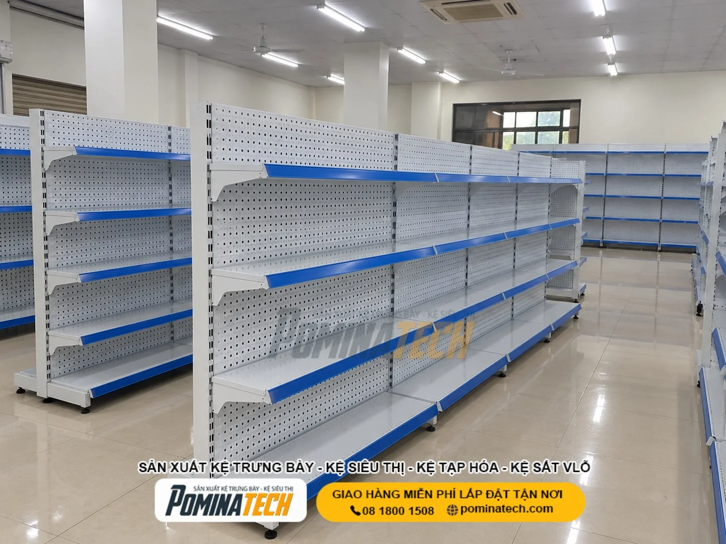 Kệ Siêu Thị Lưng Tôn Lỗ 4 Tầng – Giải Pháp Trưng Bày Giá Rẻ