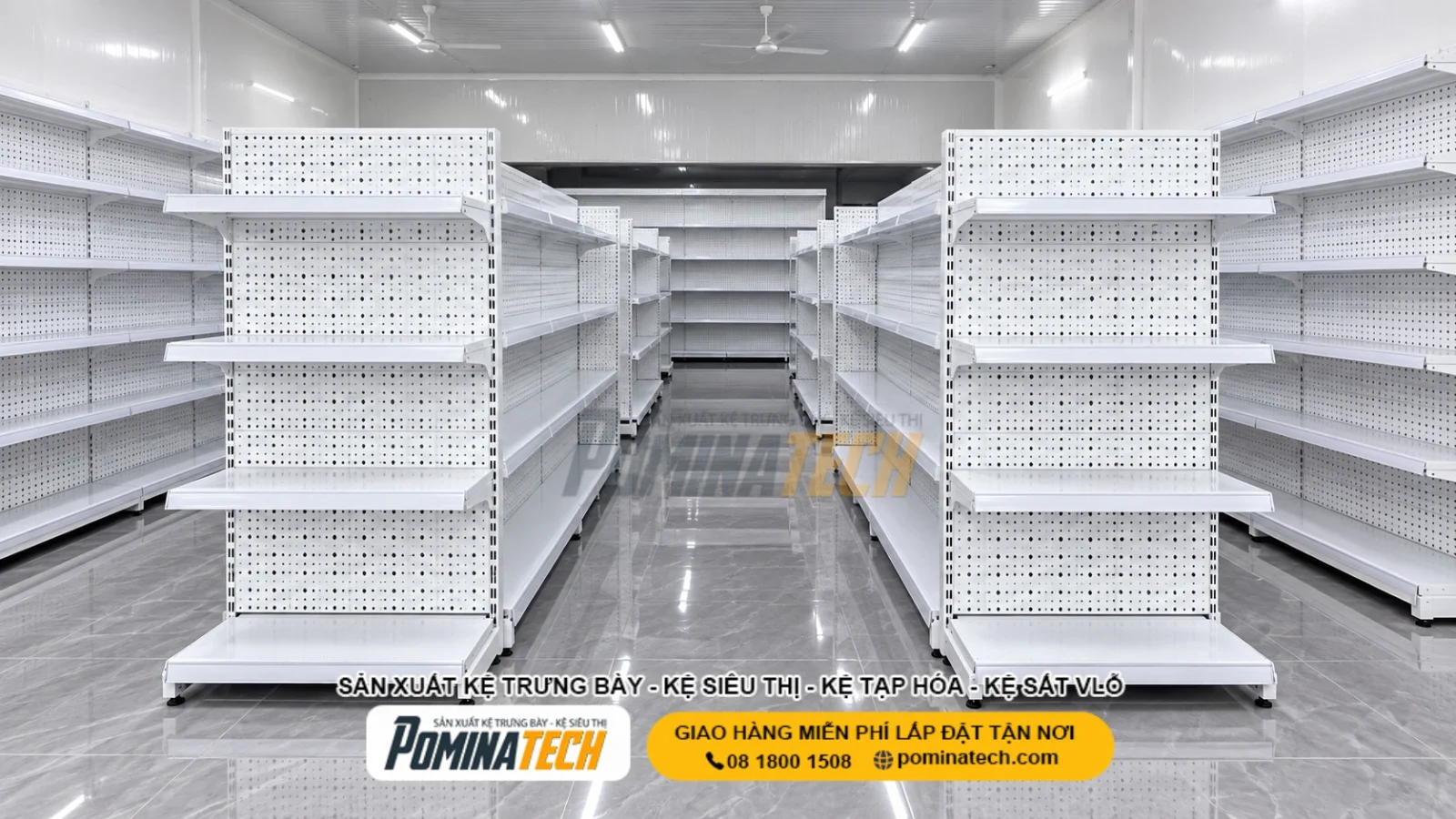 Kệ Siêu Thị Lưng Tôn Lỗ 4 Tầng – Phù Hợp Mọi Cửa Hàng