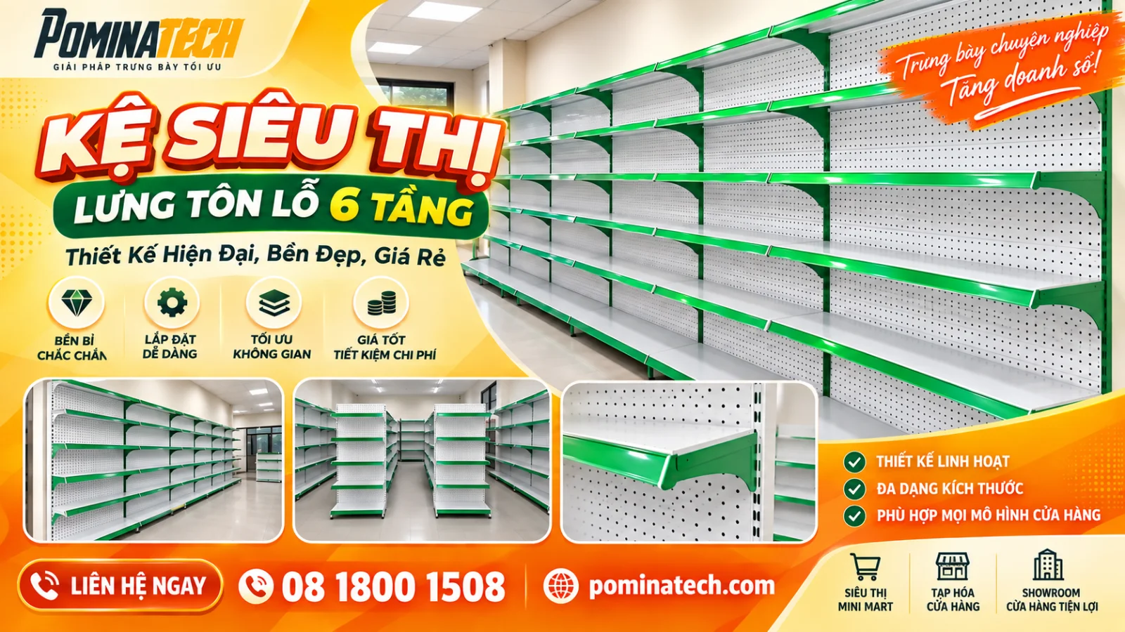 Kệ Siêu Thị Lưng Tôn Lỗ 6 Tầng Giá Rẻ - Báo Giá Mới Nhất Từ Nhà Sản Xuất