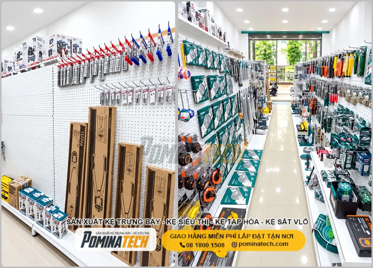 Kệ siêu thị móc treo trưng bày sản phẩm tiện lợi