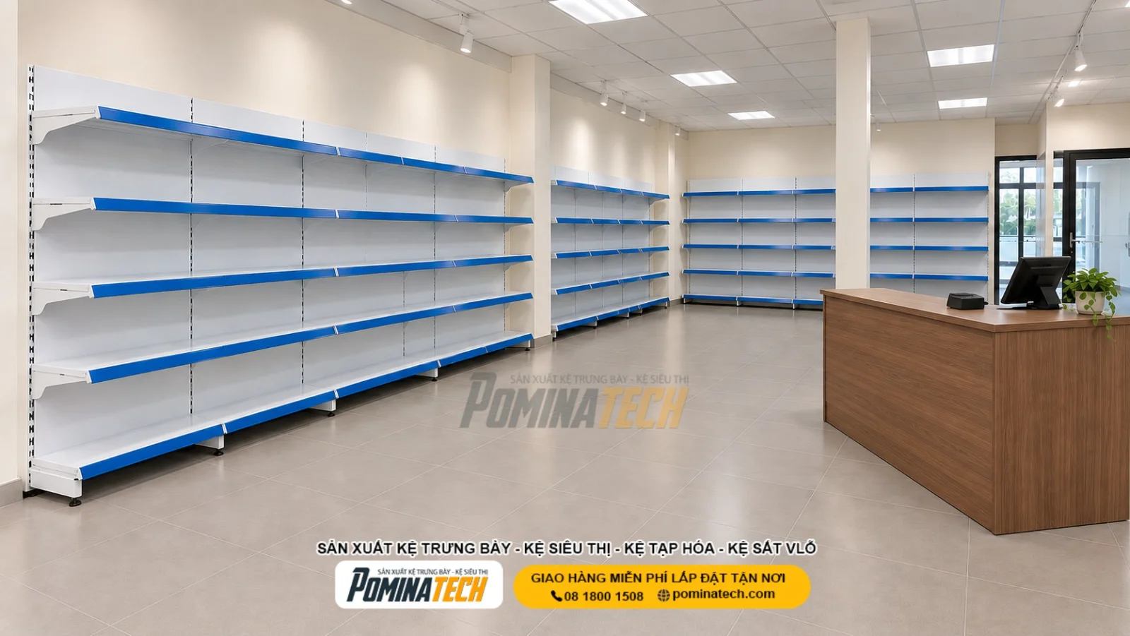 Kệ Siêu Thị Đơn Lưng Tôn Liền 5 Tầng – Chất Lượng Cao, Dễ Lắp Đặt