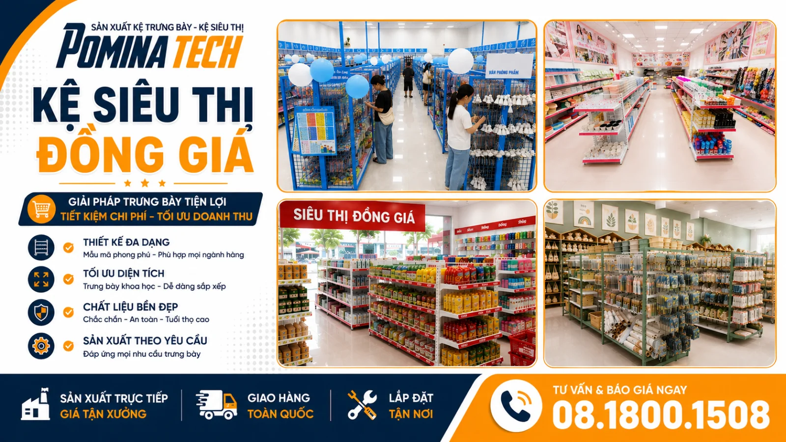 Kệ Siêu Thị Đồng Giá – Giải Pháp Tối Ưu Cho Cửa Hàng Đồng Giá Hiện Đại