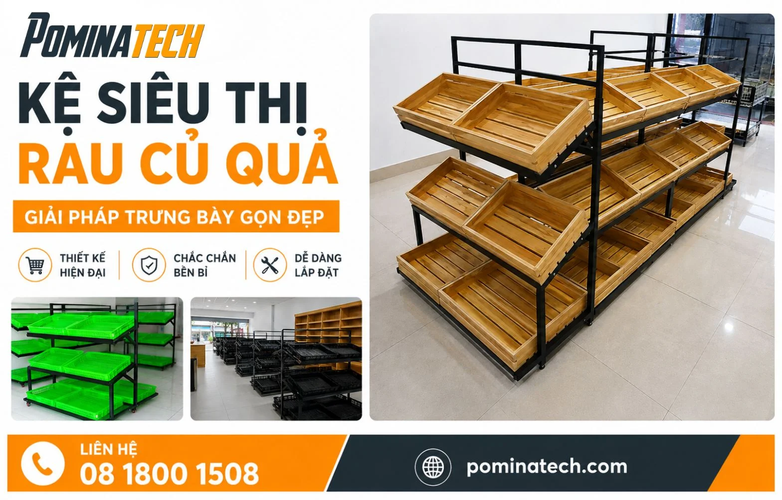 Kệ Siêu Thị Rau Củ Quả – Mẫu Đẹp, Bền, Dễ Trưng Bày