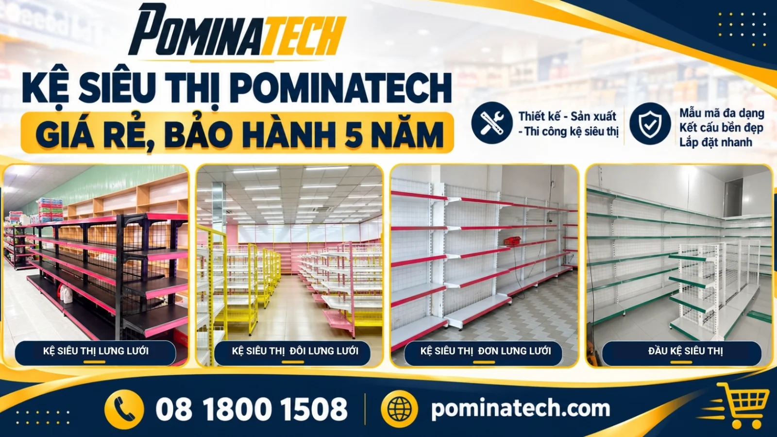 Kệ siêu thị tại Bình Dương bền đẹp, chắc chắn
