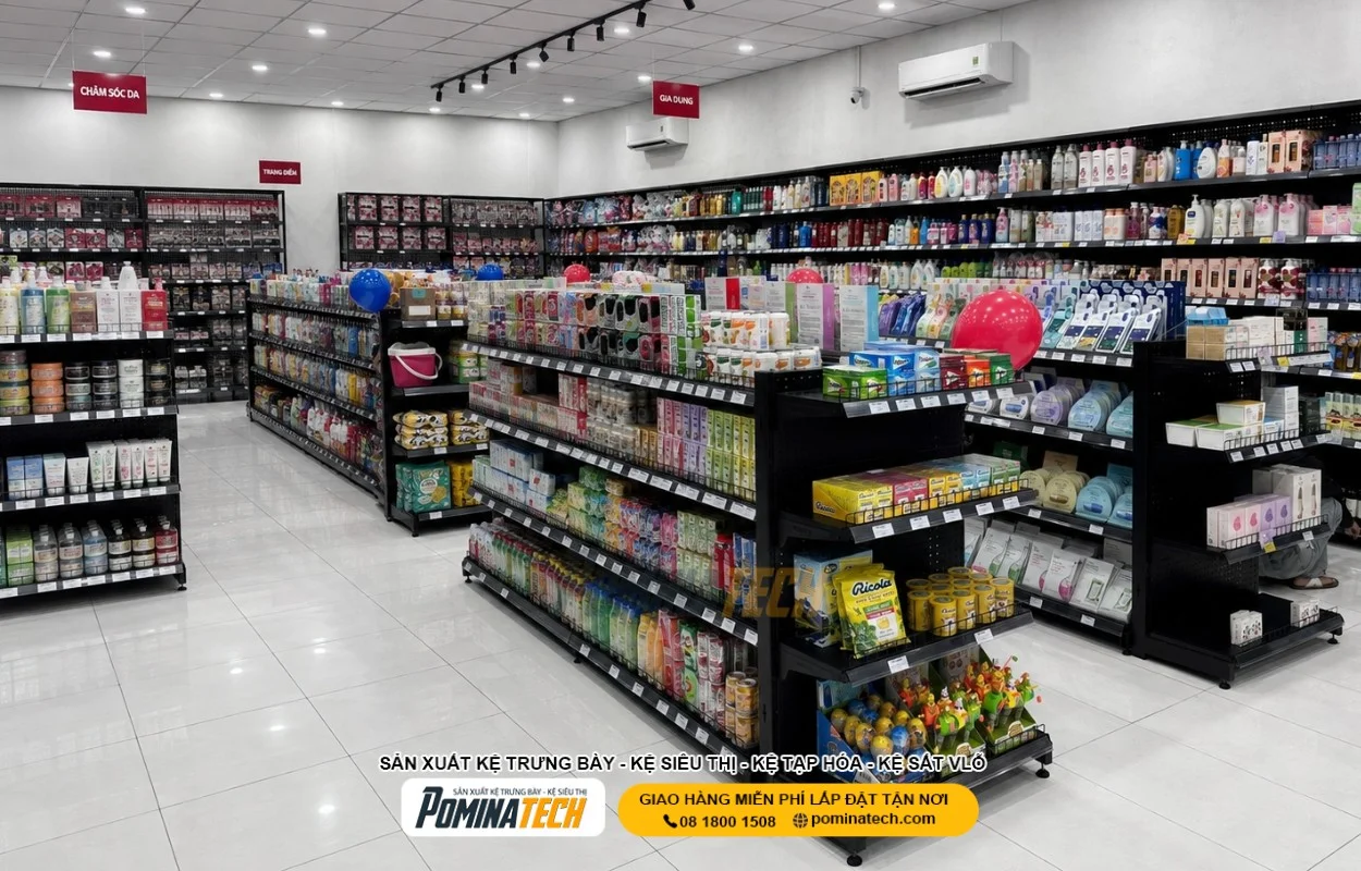 Kệ siêu thị tôn lỗ cho cửa hàng tạp hóa siêu thị mini