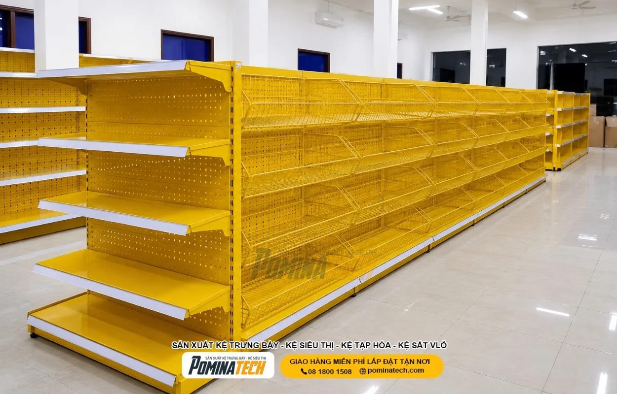 Kệ siêu thị tôn đục lỗ nhiều tầng dễ sắp xếp hàng hóa