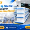 Kệ siêu thị viền xanh lá tạo cảm giác tươi mát và gần gũi với thiên nhiên