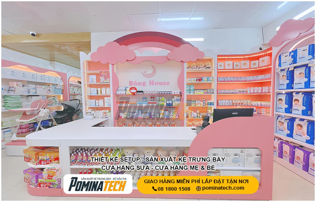 Kệ Sữa Đẹp 2027 – Mẫu Mới Cho Cửa Hàng, Siêu Thị, Shop Mẹ Bé