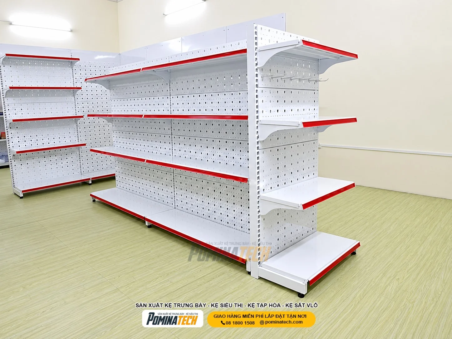 - Kệ tôn lỗ lưng giọt nước kết hợp móc treo trưng bày phụ kiện