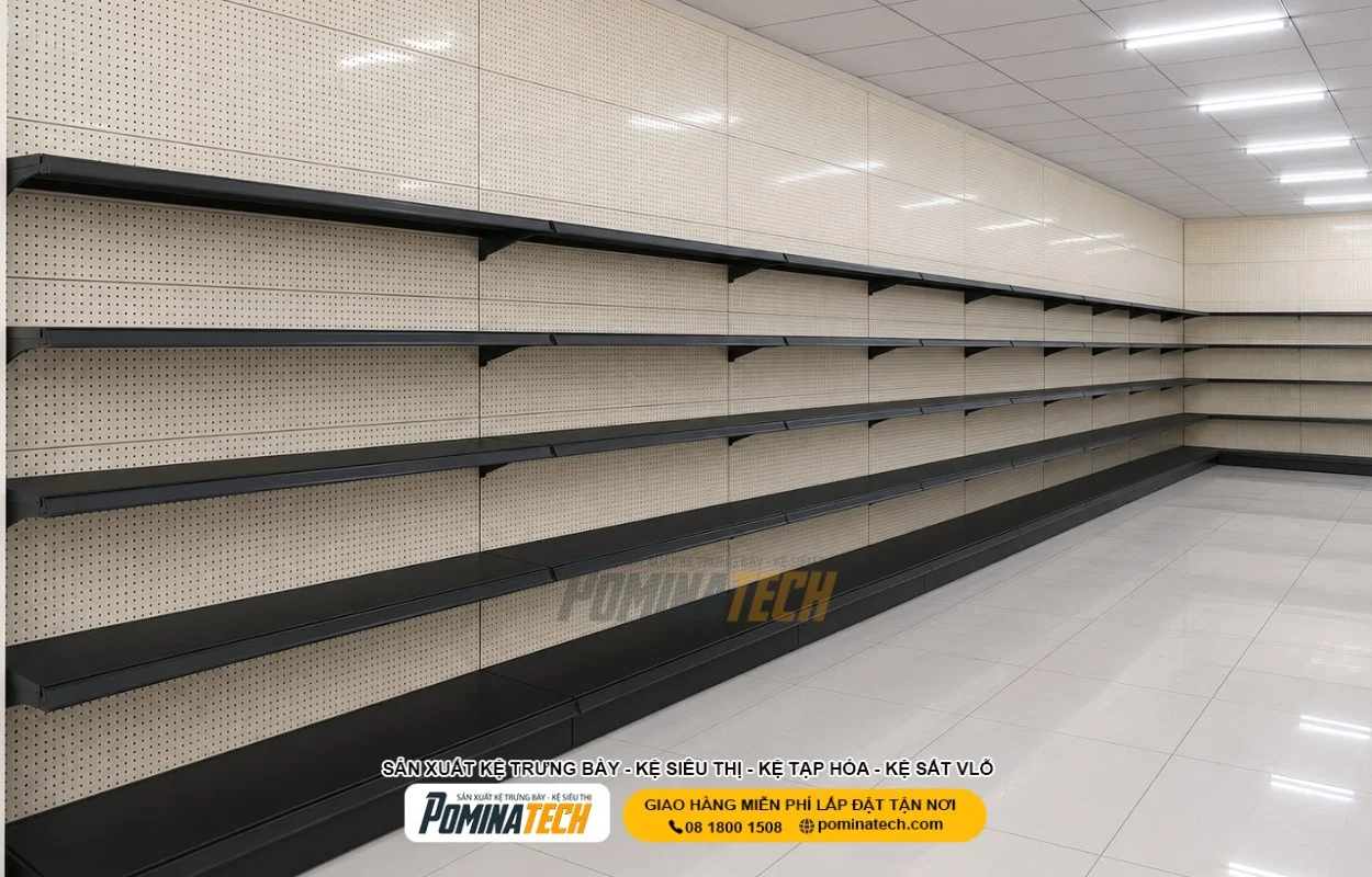 Kệ tôn lỗ siêu thị mini bền đẹp và chắc chắn