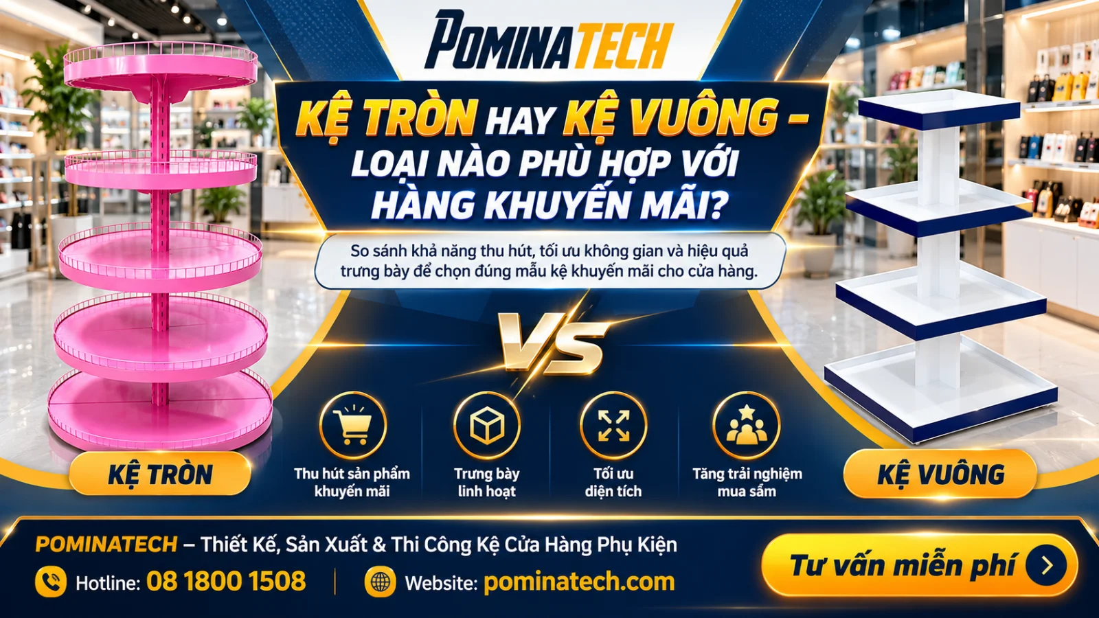 - Kệ tròn nhiều tầng trưng bày sản phẩm khuyến mãi tại siêu thị