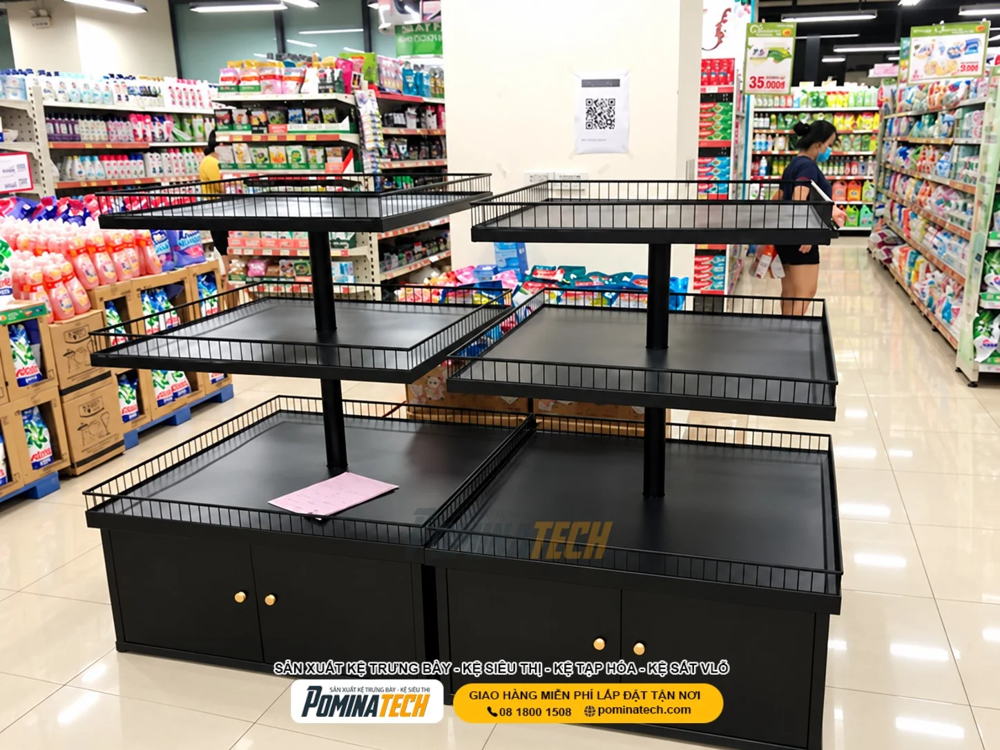 Kệ tròn trưng bày mỹ phẩm và phụ kiện giảm giá tại cửa hàng