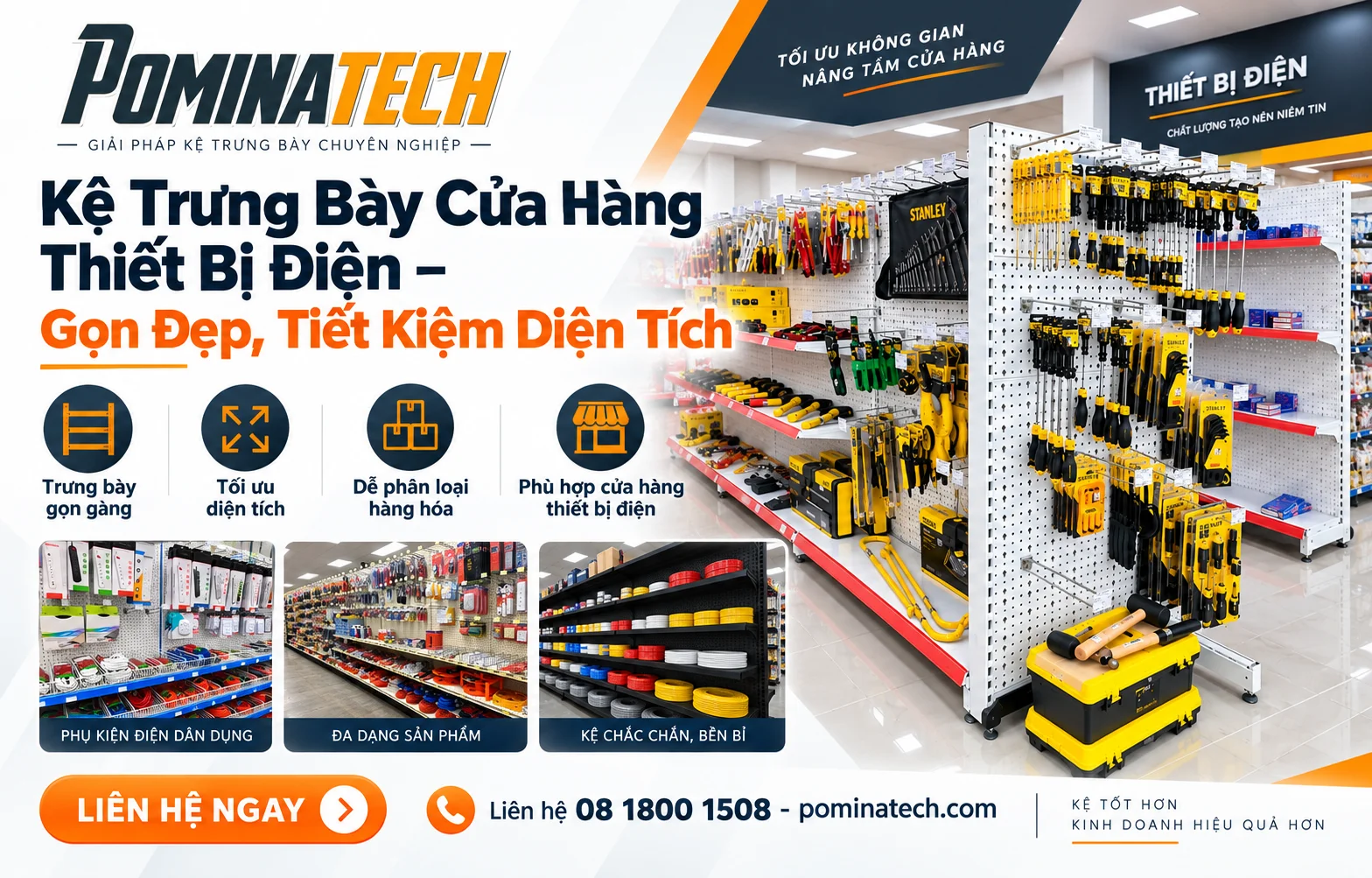 Kệ Trưng Bày Cửa Hàng Thiết Bị Điện Đẹp, Bền, Dễ Sắp Xếp