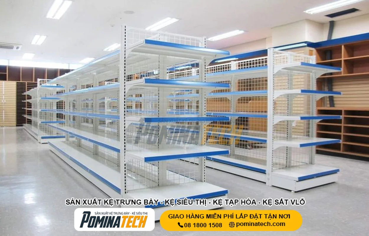 Kệ trưng bày hàng hóa siêu thị, tạp hóa giúp tối ưu không gian bán hàng