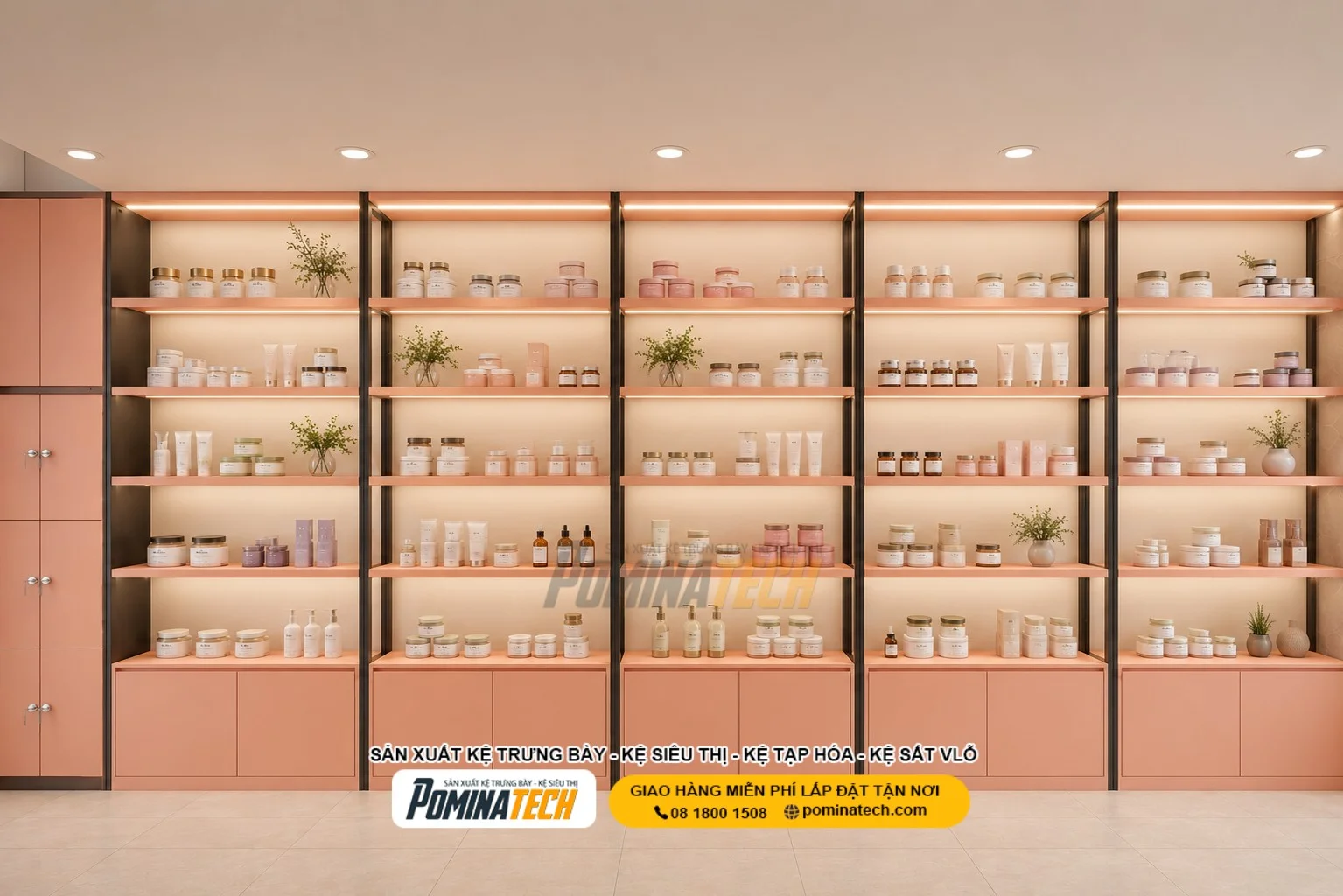 Kệ Trưng Bày Kem Dưỡng Da Cao Cấp Cho Shop Mỹ Phẩm Chuyên Nghiệp
