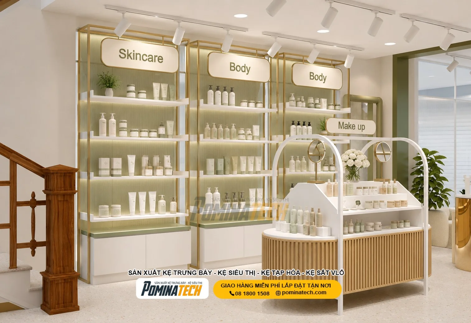 Kệ Trưng Bày Kem Dưỡng Da – Giải Pháp Tối Ưu Không Gian Cho Shop Mỹ Phẩm Hiện Đại