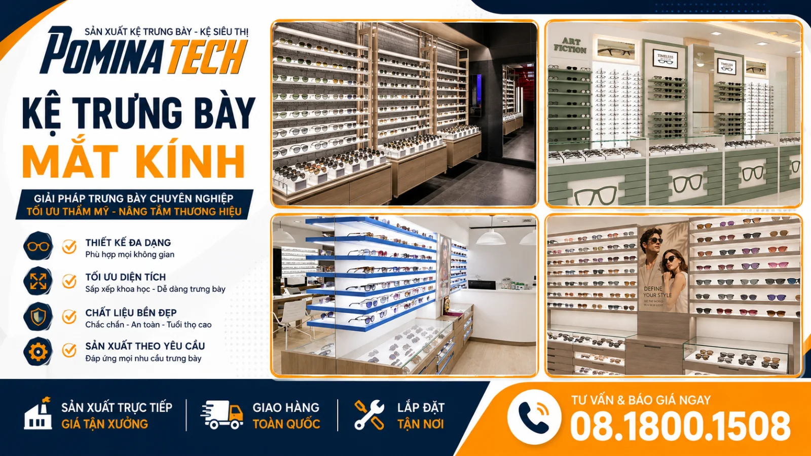 Kệ Trưng Bày Mắt Kính Đẹp, Sang Trọng Cho Shop Kính Chuyên Nghiệp