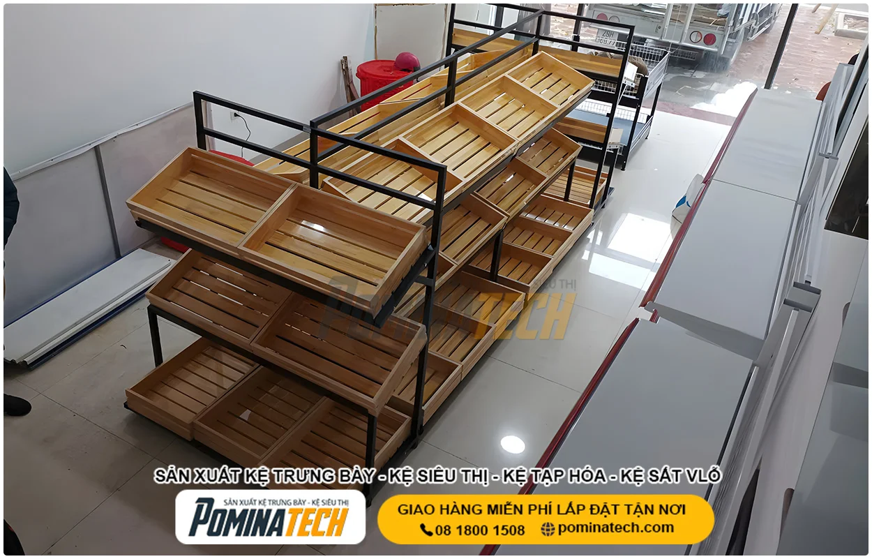 Kệ Trưng Bày Rau Củ Quả – Giải Pháp Tối Ưu Không Gian Siêu Thị