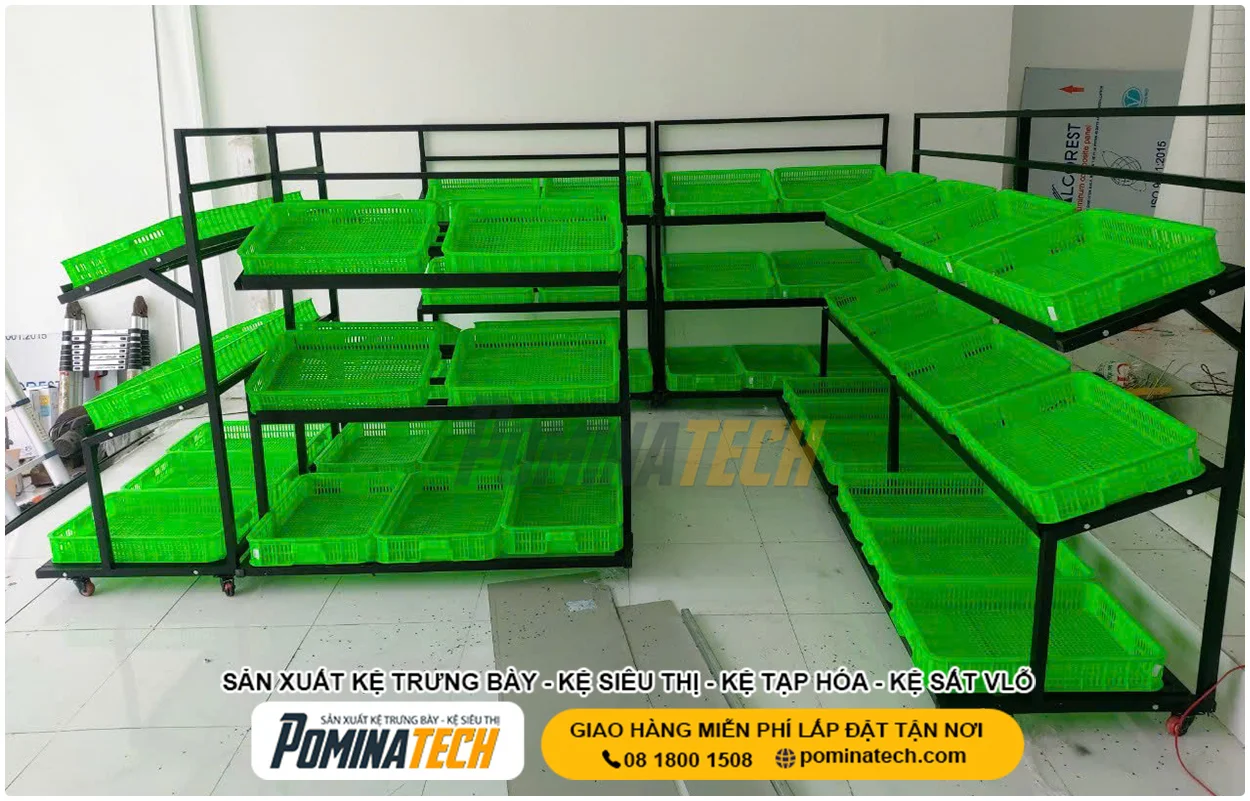 Kệ Trưng Bày Rau Củ Quả – Giải Pháp Tối Ưu Không Gian Siêu Thị