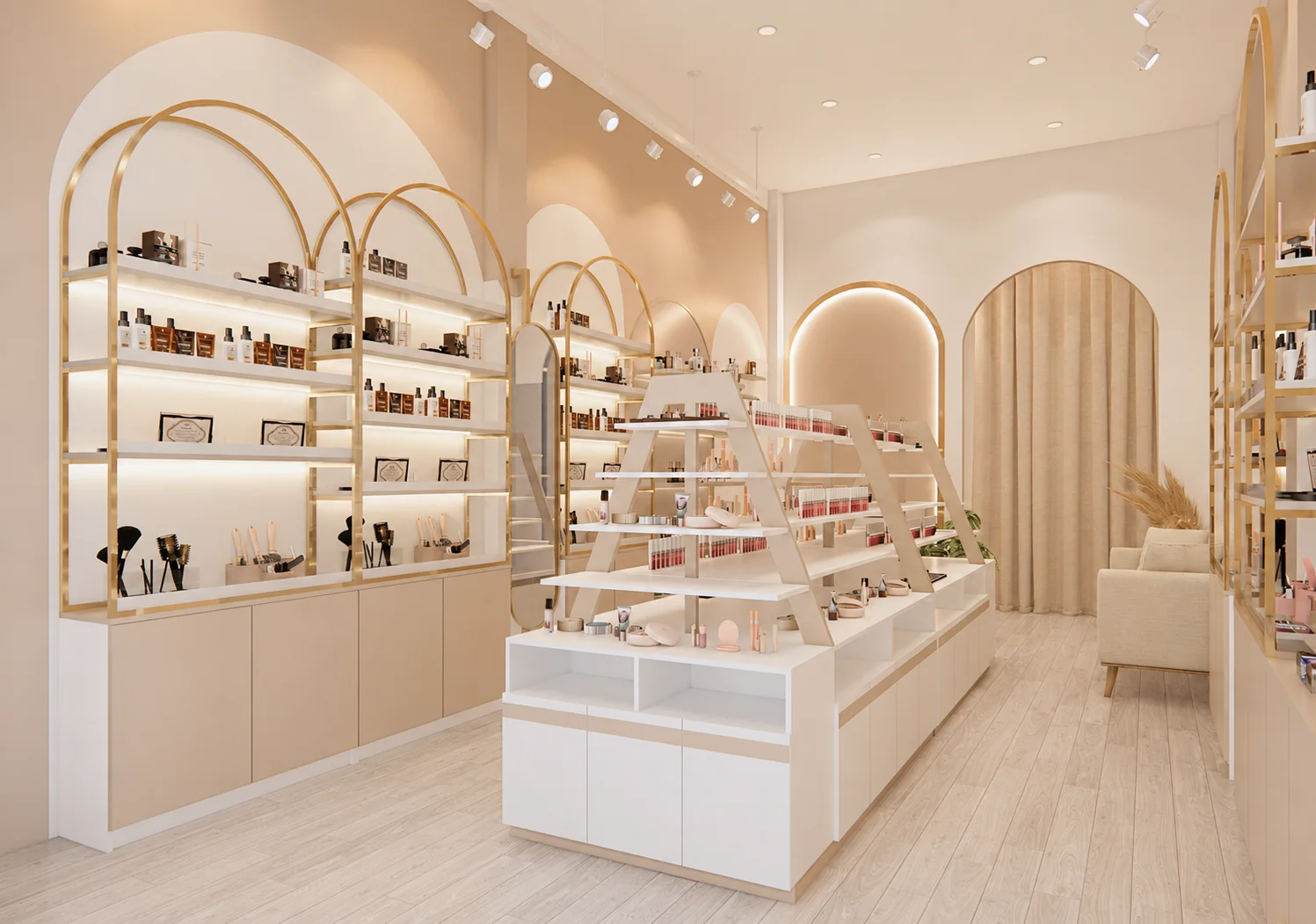 Kệ Trưng Bày Shop Mỹ Phẩm Theo Xu Hướng Mới – Tối Ưu Không Gian Hiệu Quả