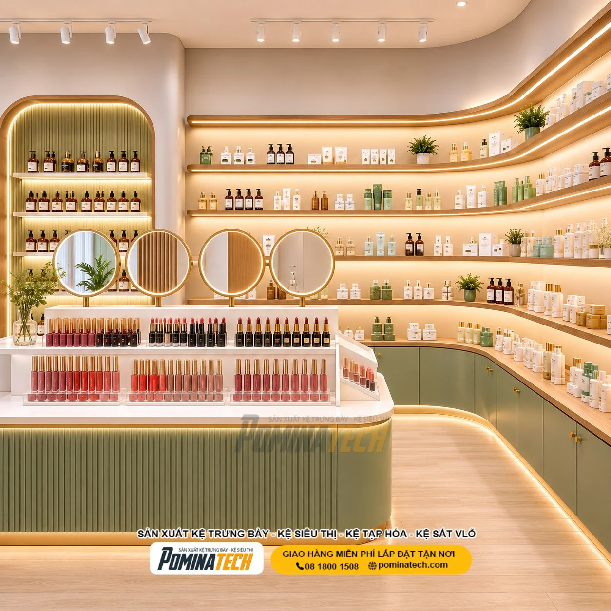 Kệ Trưng Bày Son Môi Đẹp – Tối Ưu Không Gian Cho Shop Mỹ Phẩm