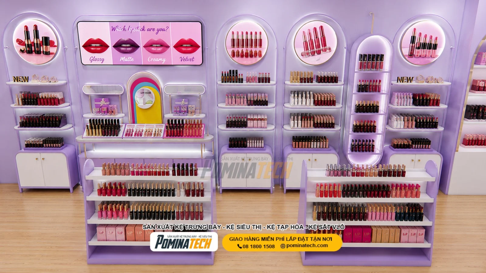 Kệ Trưng Bày Son Môi Giá Tốt Cho Shop Mỹ Phẩm Hiện Đại