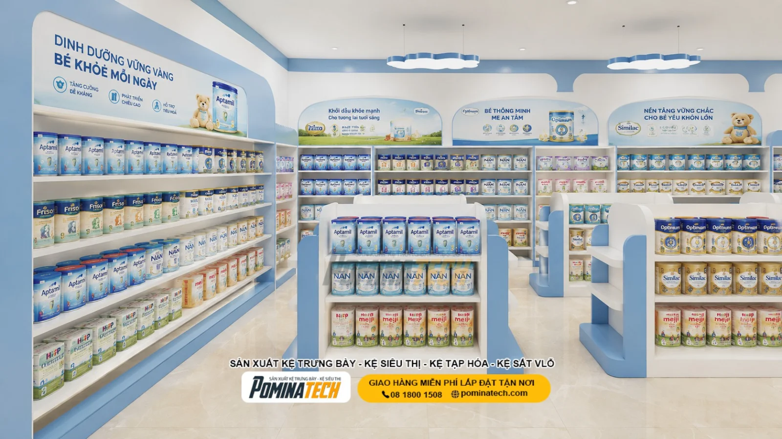 Kệ Trưng Bày Sữa Thông Minh – Giải Pháp Trưng Bày Hiệu Quả Cho Shop Mẹ Và Bé