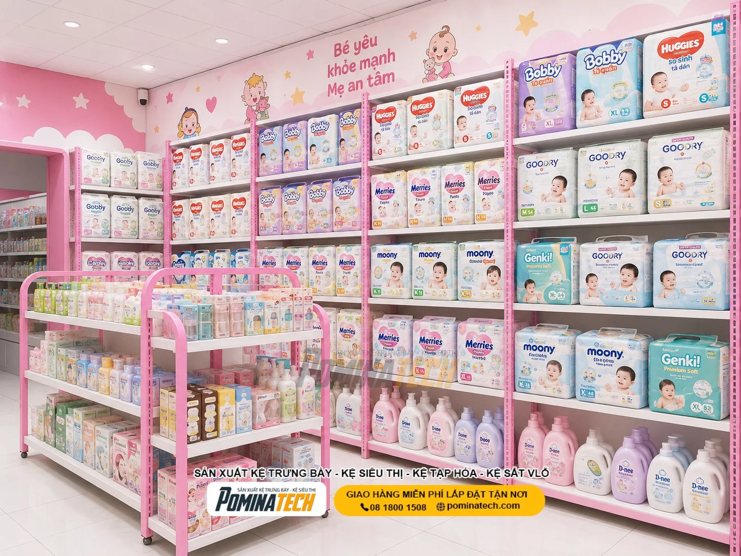 Kệ Trưng Bày Tã Bỉm Sơ Sinh Cho Cửa Hàng Mẹ Và Bé Chuyên Nghiệp