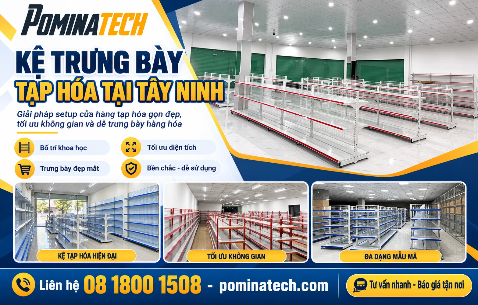 Kệ Trưng Bày Tạp Hóa Tại Tây Ninh – Mẫu Đẹp, Giá Tốt